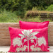 Pink Embroidered Tropicasa Haven Cotton Linen Cushion Cover-Cushion Covers-House of Ekam