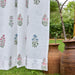 Pink & Green Multi Buti Noor Blockprint Cotton Slub Curtain-Curtains-House of Ekam