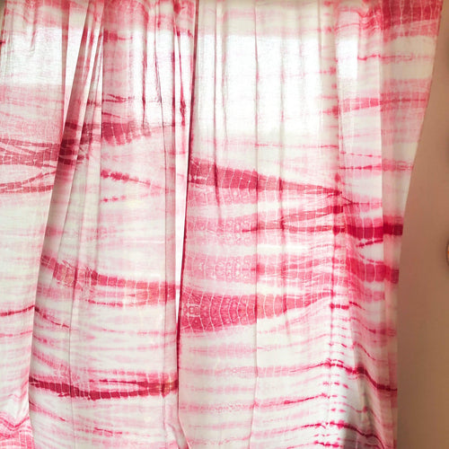 Pink Hand Tie Dye Sheer Curtain-Curtains-House of Ekam