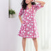 Pink Leela Floral Screenprinted Cotton Dress-Dresses-House of Ekam