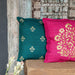 Pink Oleander Gold Zari Embroidery Matka Silk Cushion Cover-Cushion Covers-House of Ekam