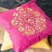 Pink Oleander Gold Zari Embroidery Matka Silk Cushion Cover-Cushion Covers-House of Ekam