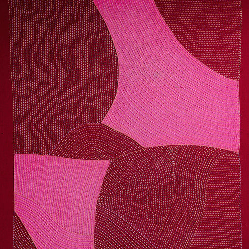 Pink Patch Abstract Hand Embroidery Wall Art-Framed Wall Art-House of Ekam