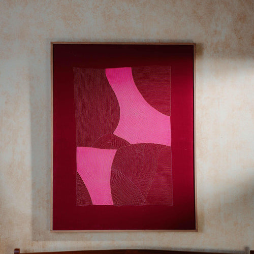 Pink Patch Abstract Hand Embroidery Wall Art-Framed Wall Art-House of Ekam