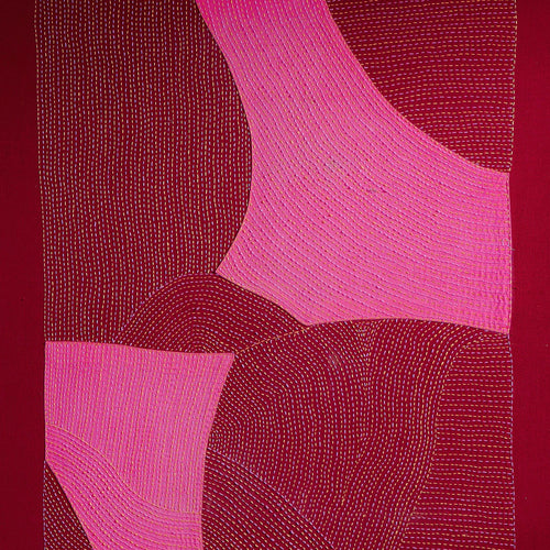 Pink Patch Abstract Hand Embroidery Wall Art-Framed Wall Art-House of Ekam