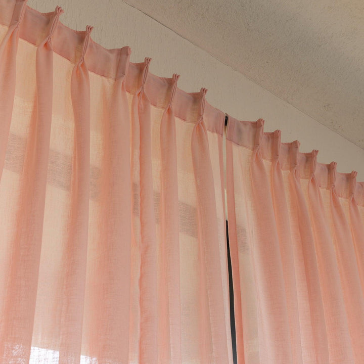 Pink Poly Linen Sheer Curtain-Curtains-House of Ekam