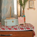Pink Poppy Blockprint Cotton Tea Towel cum Dinner Napkin-Tea Towels-House of Ekam