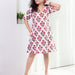 Pink Poppy Stripe Screenprinted Cotton Dress-Dresses-House of Ekam