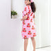 Pink Strawberry Stripe Screenprinted Cotton Dress-Dresses-House of Ekam