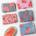 Pink Strawberry Stripe Screenprinted Cotton Fabric-fabric-House of Ekam