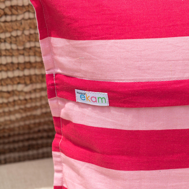 Pink Stripe Palm Tropicasa Cushion Cover-Cushion Covers-House of Ekam