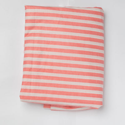 Pink Stripe Screenprinted Cotton Fabric-fabric-House of Ekam