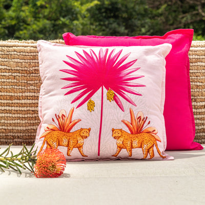 Pink Tropicasa Oasis Bloom Cushion Cover-Cushion Covers-House of Ekam