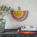 Pink & Yellow Stripe Handwoven Sabai Grass Fan-Sabai baskets-House of Ekam