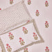 Pink and Green Freesia Blockprint Double Bedsheet With Pillow Cover-Bedsheets-House of Ekam