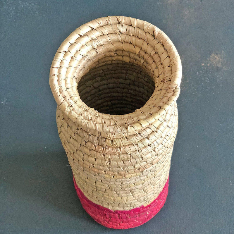 Pink and Natural Sabai Vase-Vases-House of Ekam