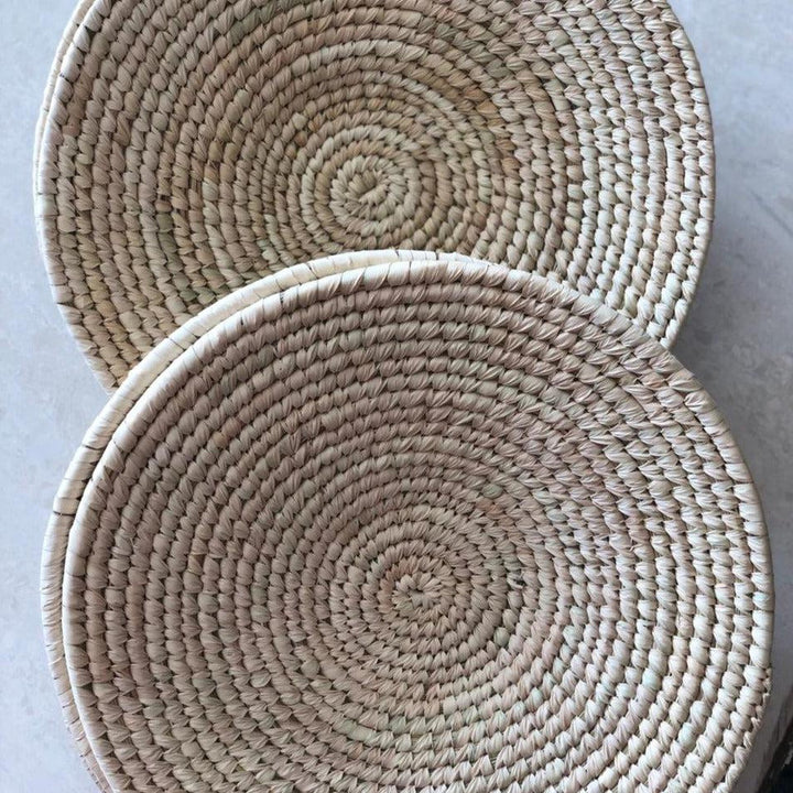 Plain Beige Handwoven Sabai Grass Basket-Sabai baskets-House of Ekam