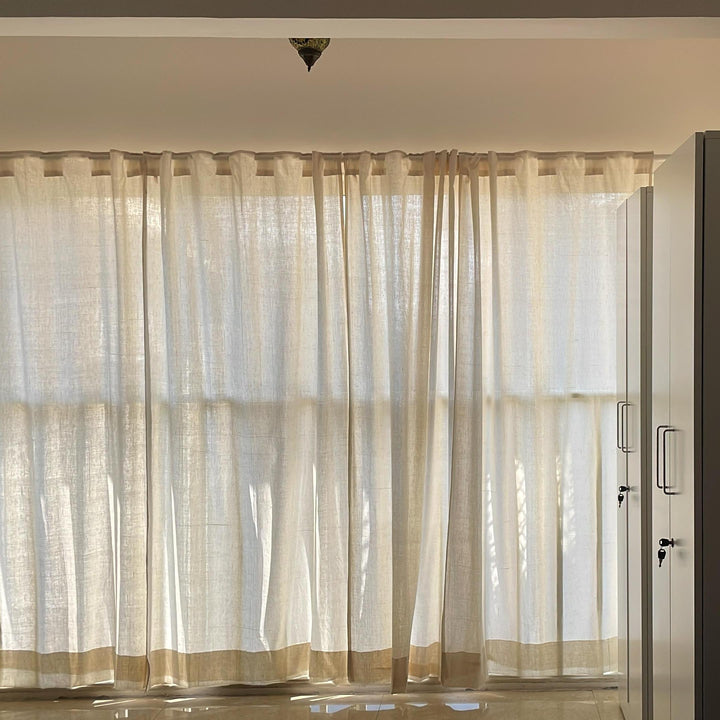 Plain Off White Khadi Handwoven Curtain-Curtains-House of Ekam