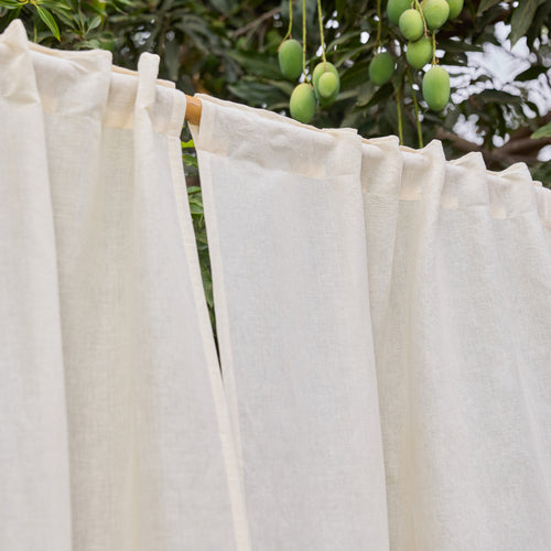 Plain White Cotton Linen Handwoven Curtain-Curtains-House of Ekam