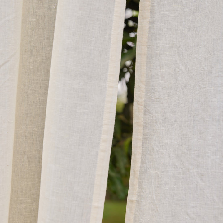Plain White Cotton Linen Handwoven Curtain-Curtains-House of Ekam
