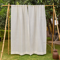 Plain White Cotton Linen Handwoven Curtain-Curtains-House of Ekam