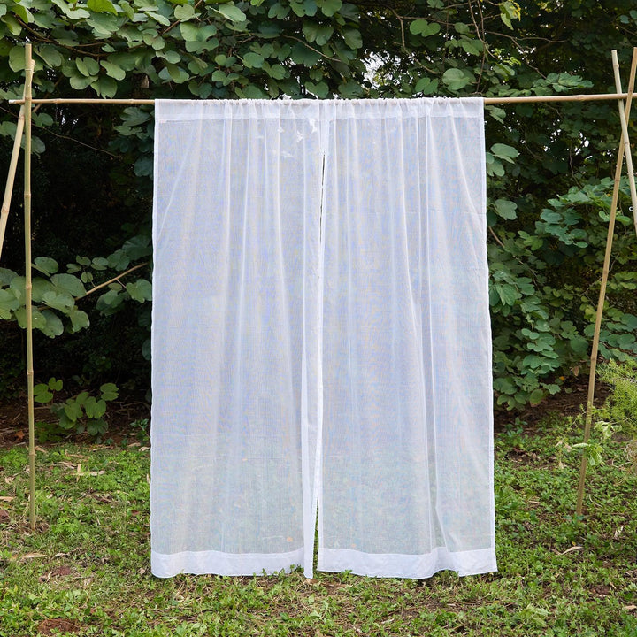 Plain White Kota Doria Cotton Curtain-Curtains-House of Ekam