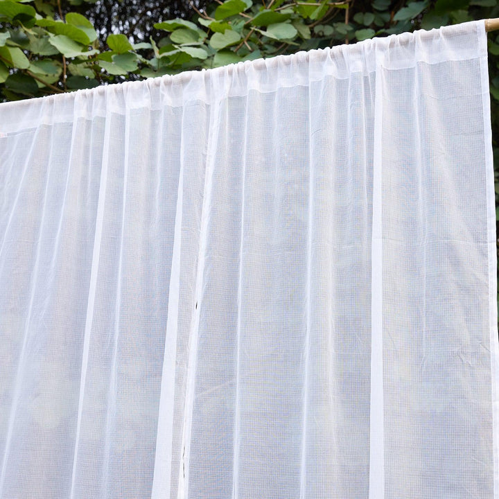 Plain White Kota Doria Cotton Curtain-Curtains-House of Ekam