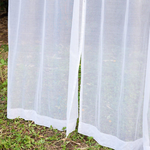 Plain White Kota Doria Cotton Curtain-Curtains-House of Ekam