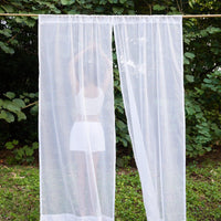 Plain White Kota Doria Cotton Curtain-Curtains-House of Ekam