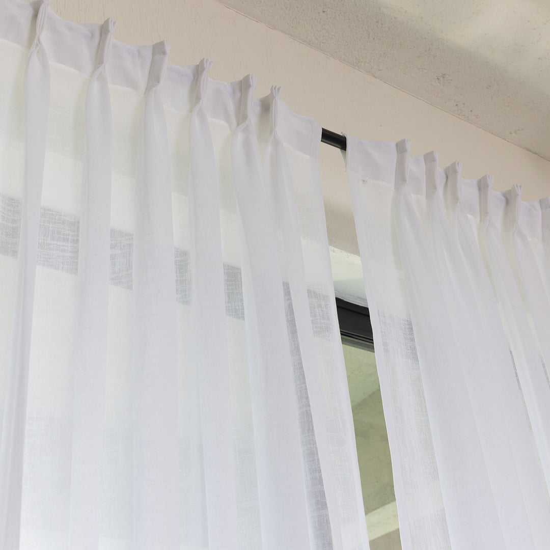 Plain White Poly Linen Sheer Curtain-Curtains-House of Ekam