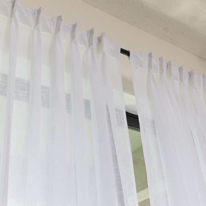 Plain White Poly Linen Sheer Curtain-Curtains-House of Ekam