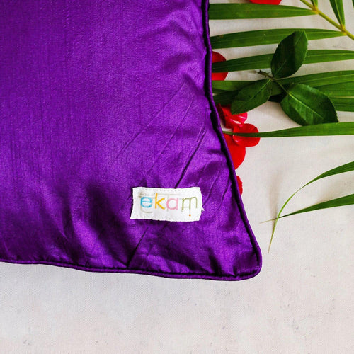 Purple Bandhni Mashru Silk Cushion Cover-Cushion Covers-House of Ekam