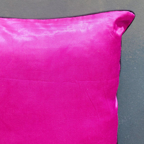 Purple Polka Handloom Mashru Silk Cushion Cover-Cushion Covers-House of Ekam