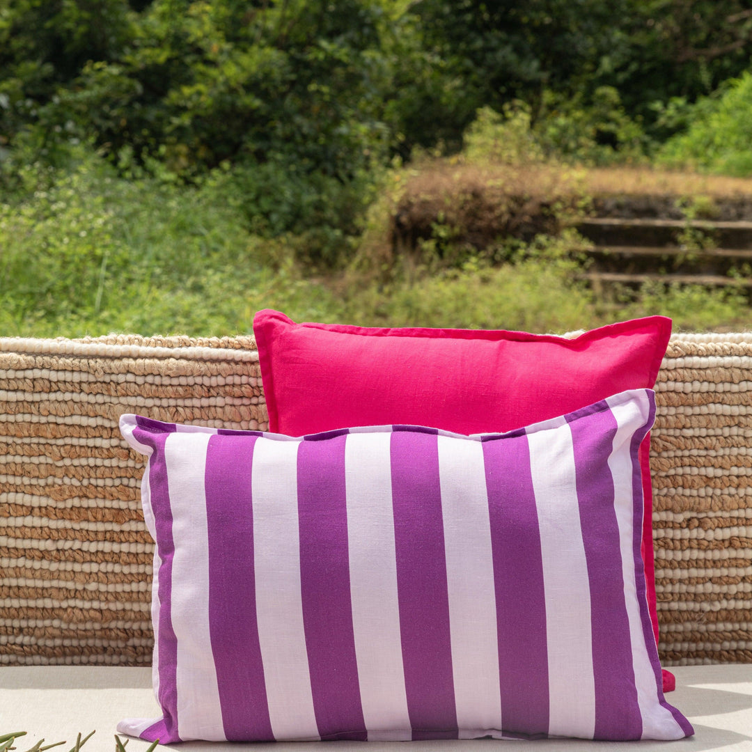 Purple Stripe Tropicasa Cushion Cover-Cushion Covers-House of Ekam