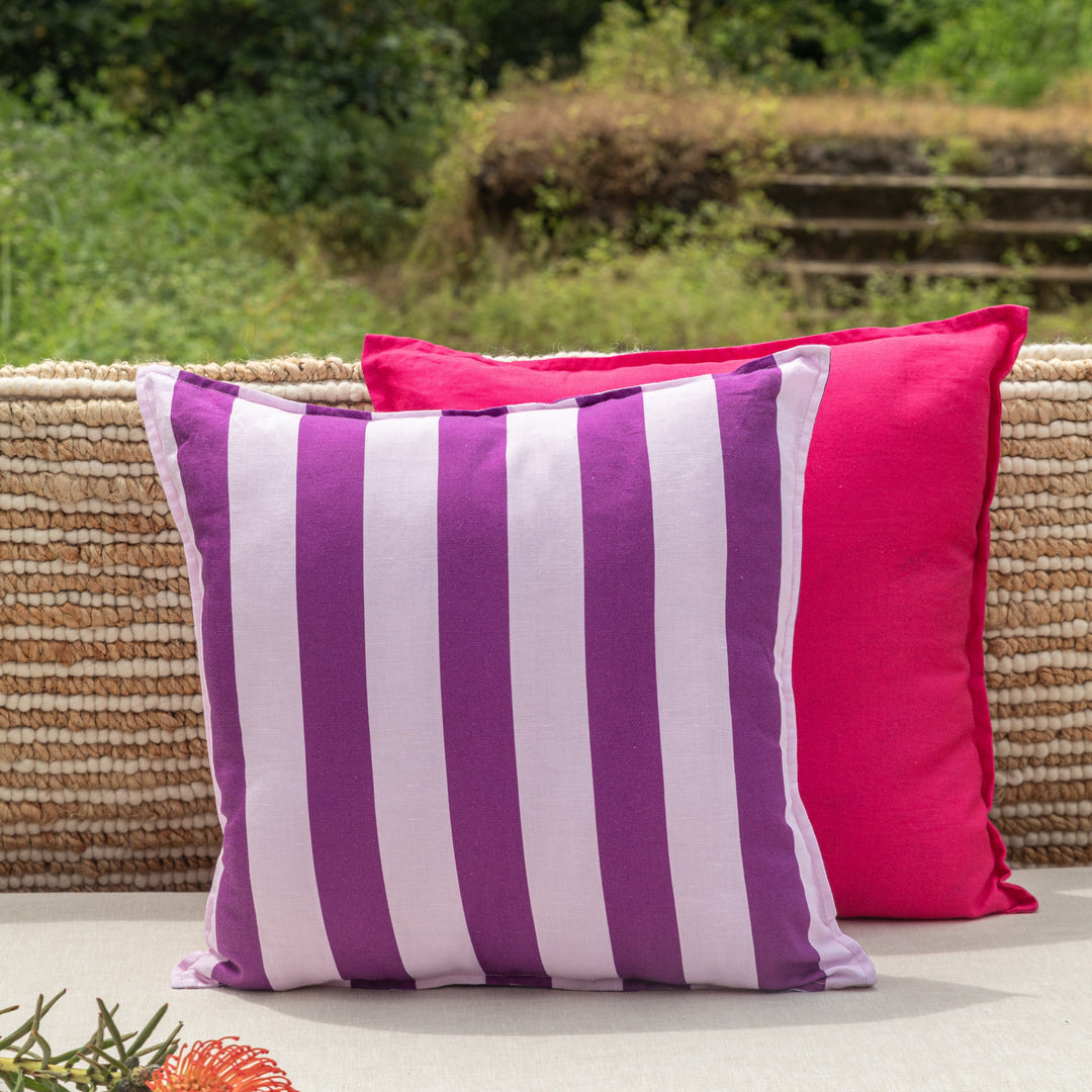 Purple Stripe Tropicasa Cushion Cover-Cushion Covers-House of Ekam