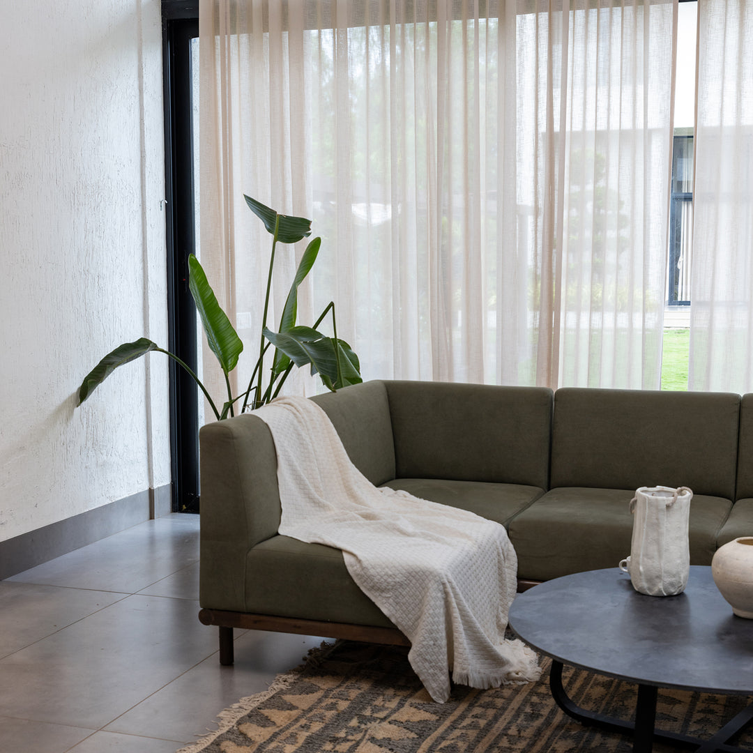 Beige Poly Linen Sheer Curtain