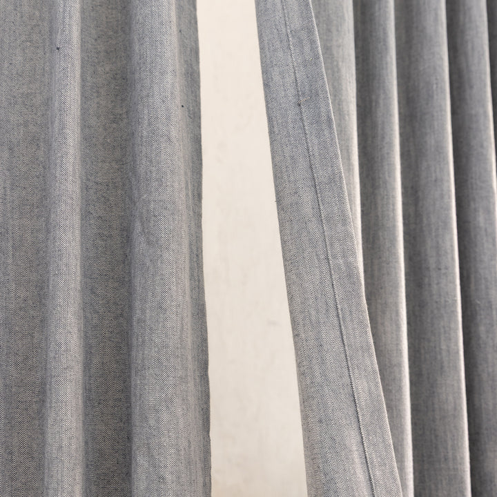 Dark Grey Cotton Slub Chambray 80% Blackout Curtain