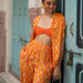 Rainbow Dreams Orange Cotton Satin Co-ord Set-Coord sets-House of Ekam