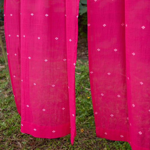 Rani Pink Neer Jamdani Cotton Handloom Curtain-Curtains-House of Ekam