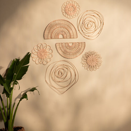 Rattan Concentric Rose Wall Hanging-Wall Art-House of Ekam