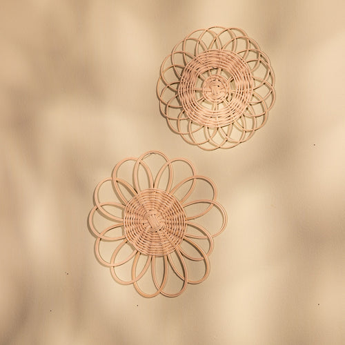 Rattan Daisy Flower Wall Hanging-Wall Art-House of Ekam