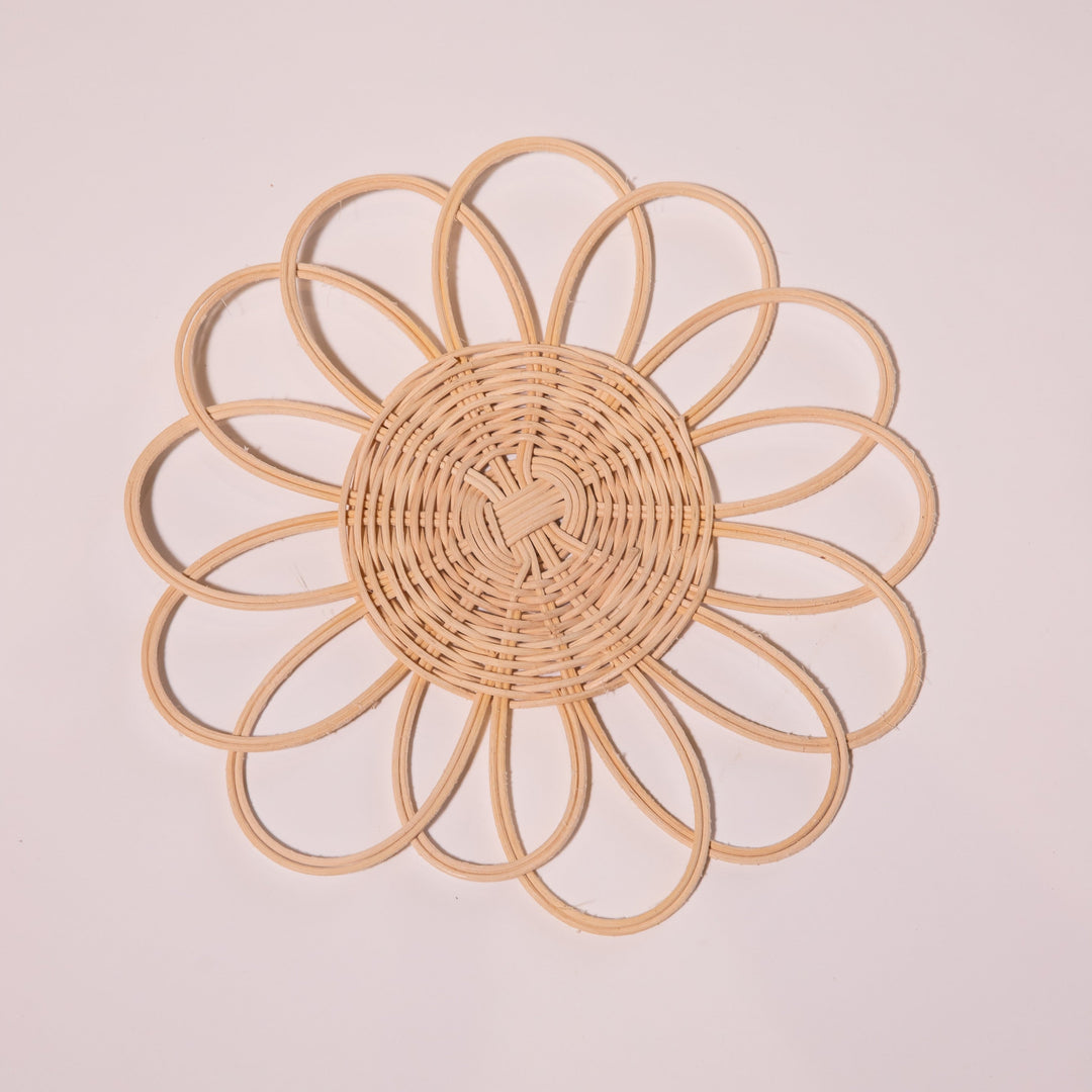Rattan Daisy Flower Wall Hanging-Wall Art-House of Ekam