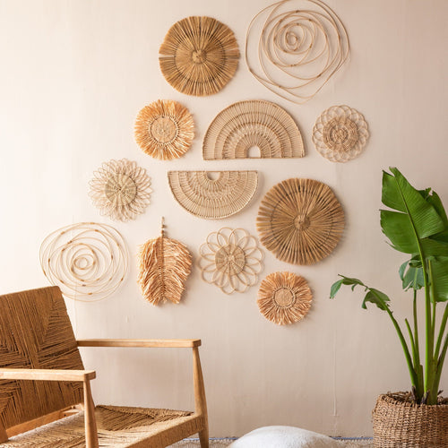 Rattan Rainbow Shape Wall Hanging-Wall Art-House of Ekam