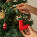 Red And Green Silk Mini Stocking Christmas Ornament Set of 2-Ornaments-House of Ekam