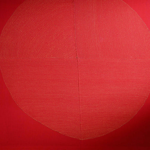 Red Chakra Lambani Hand Embroidery Wall Art 4*4 feet-Framed Wall Art-House of Ekam