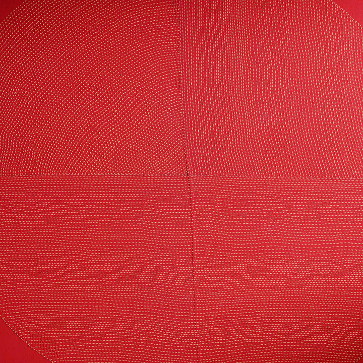 Red Chakra Lambani Hand Embroidery Wall Art 4*4 feet-Framed Wall Art-House of Ekam