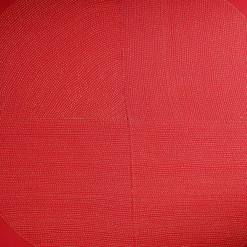 Red Chakra Lambani Hand Embroidery Wall Art 4*4 feet-Framed Wall Art-House of Ekam