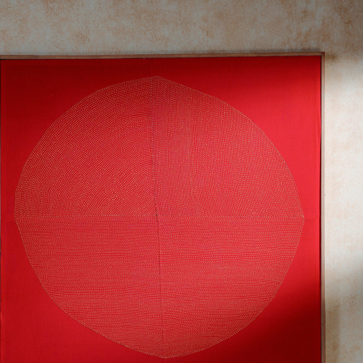 Red Chakra Lambani Hand Embroidery Wall Art 4*4 feet-Framed Wall Art-House of Ekam