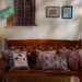Red Firdaus Kalamkari Blockprint Cushion Cover-Cushion Covers-House of Ekam