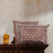 Red Firdaus Kalamkari Blockprint Cushion Cover-Cushion Covers-House of Ekam